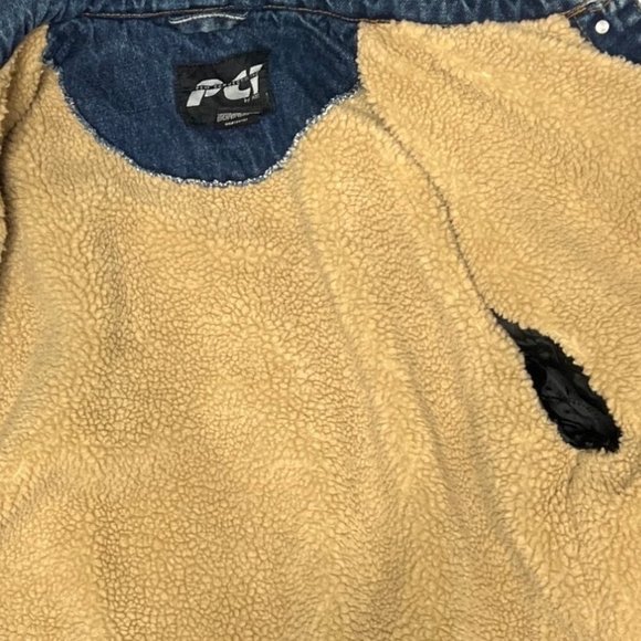 PCI By Kenpo Denim & Sherpa Jacket Blue Cotton Blend Jean Jacket Size L - Picture 9 of 14